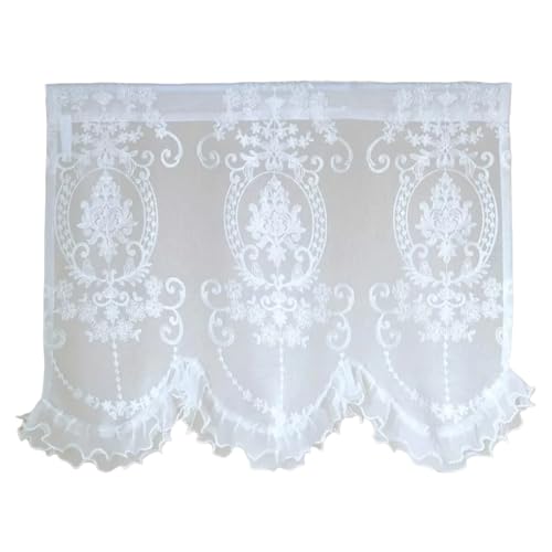Thewasc Rustikales besticktes Fensterpaneel für kleine Räume, atmungsaktive Polyester-Materialien, einfache Stangentasche, hängende Designs, Fensterbehandlungen von Thewasc