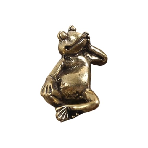Thewasc Schnitzerei Messing Frösche Miniaturstatue Massives Design Dekorative Akzent Fengshuis Tierfigur für Schreibtisch Regal Wohnzimmer Frösche Messingfigur von Thewasc