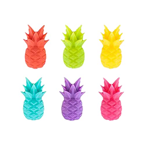 Thewasc Weinglas-Marker, Set mit 6 niedlichen Ananas-Silikon-Getränkeglas-Anhängern, Identifikations-Becher-Etiketten, Schilder für Party-Zubehör, Weinmarkierer für stiellose Gläser von Thewasc