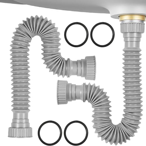 Verstellbares Abflussrohr-Set unter der Spüle, flexibel, einfache Installation für Badezimmer, Küche, Abfluss von Thewasc