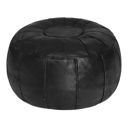 Thgonwid Ungefüllter marokkanischer Ottoman-Pouf-Bezug, Ottoman-Fußhocker, Aufbewahrungslösung, Sitzsack, Stuhl, Fußstütze, Schwarz von Thgonwid
