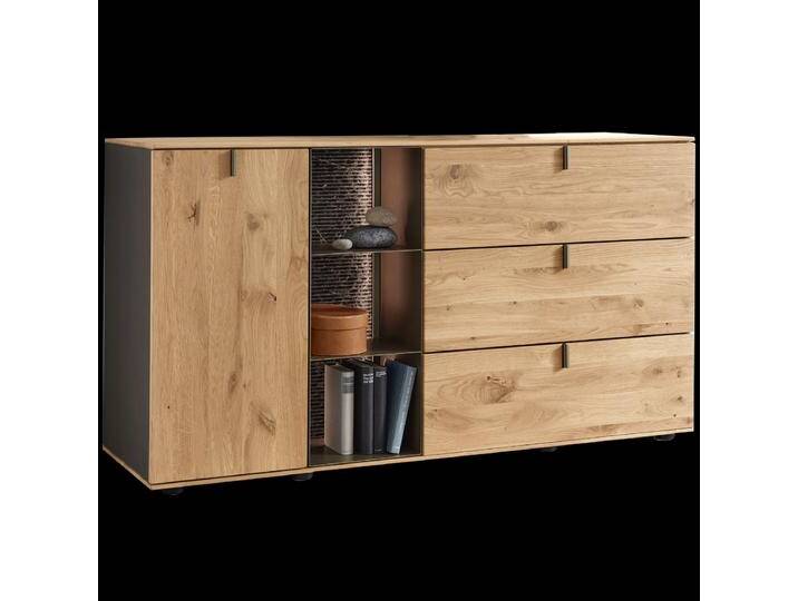 Thielemeyer Milo Kommode 1- türig mit 3 Schubkästen und 1 Metallregal in Wildeiche Massivholz und Lack graphit Größe wählbar Thielemeyer Milo Kommode 1- türig mit 3 Schubkästen und 1 Metallregal in Wildeiche Massivholz und Lack graphit Größe wählbar von Thielemeyer