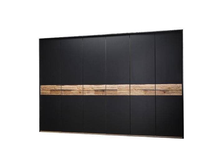 Thielemeyer Steel Drehtürenschrank 6-türig in Wildeiche gebürstet mit Mittelriegel und 6 Colorglastüren in Graphit optional mit Passepartout von Thielemeyer