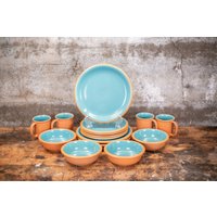 Crown Corning Japan Sonora Aqua Geschirr Set | Türkis Tafelservice Rotkehlchen Ei Blau Keramik von ThiesPowell