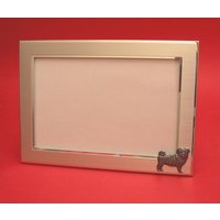 Bilderrahmen 4 "x 6" Mops Mit Handgegossenem Zinnmotiv Mutter Vater Geschenk von ThimblesnObjectDart