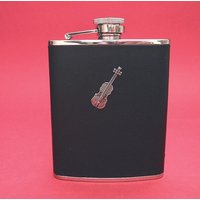 Geige Schwarz Leder 6 Unzen Flachmann Geiger Musik Geschenk von ThimblesnObjectDart