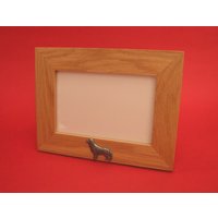 Golden Retriever Landschaft Echte Eiche Bilderrahmen 4 "x 6" Mit Handgegossenen Zinn Motiv Muttertag Vatertagsgeschenk von ThimblesnObjectDart