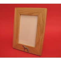 Greyhound Portrait Echte Eiche Bilderrahmen 6 "x 4" Mit Handgegossenen Zinn Motiv Muttertag Vatertag Geschenk von ThimblesnObjectDart