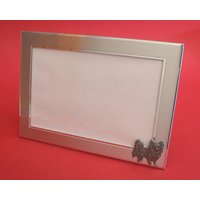 Papillon Hund 4 "x 6" Photo Frame Landschaft Bilderrahmen Mit Hand-Cast-Zinn-Motiv-Mutter-Vater-Weihnachts-Geschenk von ThimblesnObjectDart