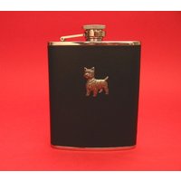 West Highland Terrier Design Schwarz Leder 6 Unzen Flachmann Westie Hunde Geschenk Hochzeitsgeschenk Für Ihn Vatertagsgeschenk Flask Hundeliebhaber von ThimblesnObjectDart