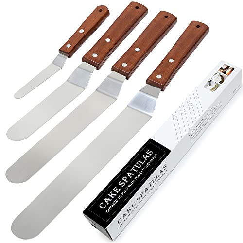 Winkelpalette, 4 Teiliges torte Winkelpaletten Edelstahl Klein und Lang Streichpaletten set, Profi Hoch Winkelpalette Tortenmesser Konditorenmesser Icing Spachtel für torten konditoren von Thimmamma