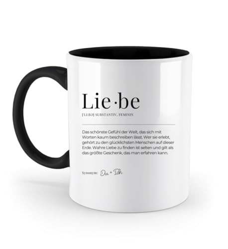 Tasse Definition Liebe | Lexikon, Duden Liebe Kaffeetasse | Kaffeetasse Ich liebe dich | Geschenk für Frau Freundin Mann Freund Partner | Zweifarbige Tasse 330ml (Schwarz) von Things of Happiness