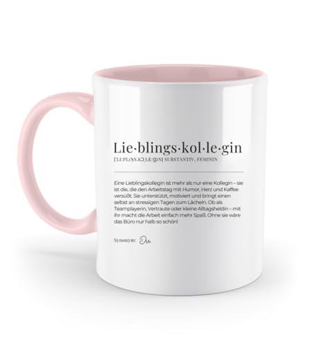 Tasse Definition Lieblingskollegin | Geschenk Arbeitskollegin Büro | Kaffeetasse Abschiedsgeschenk Kollegin | Zweifarbige Tasse 330ml (Rosa) von Things of Happiness