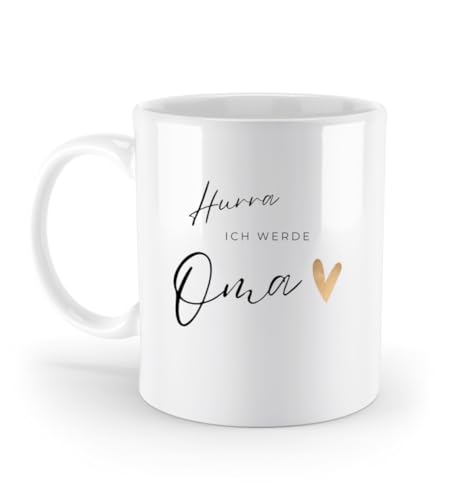 Tasse Hurra ich werde Oma | Geschenk Schwangerschaft verkünden | Baby Überraschung für werdende Großmutter Großeltern | Oma Geschenkidee | Standard Tasse 330ml von Things of Happiness