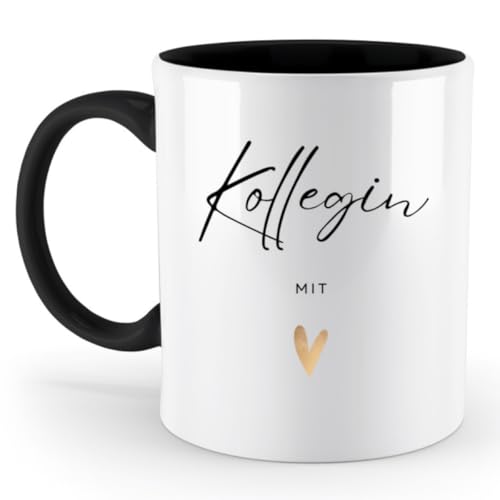Tasse Kollegin mit Herz | Geschenk für Arbeitskollegin | Kaffeetasse Büro Kollegin mit Herzmotiv | Lustiges Dankeschön Geschenk Arbeit Abschied Geburtstag (zweifarbig schwarz/weiß | 330ml) von Things of Happiness