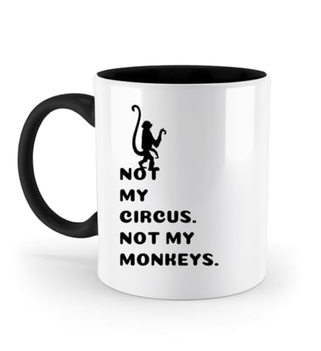 Tasse Not My Circus Not My Monkeys | Lustige Kaffeetasse Büro Chef Chefin | Geschenk CEO Chef Unternehmer Manager Abteilungsteiter | Zweifarbige Tasse 330ml (Schwarz) von Things of Happiness