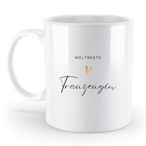 Tasse Trauzeugin einfarbig | Willst du meine Trauzeugin sein Keramiktasse | Geschenk für Weltbeste Trauzeugin | Dankeschön an Trauzeugen, Hochzeit JGA Verlobung (einfarbig | 330ml) von Things of Happiness
