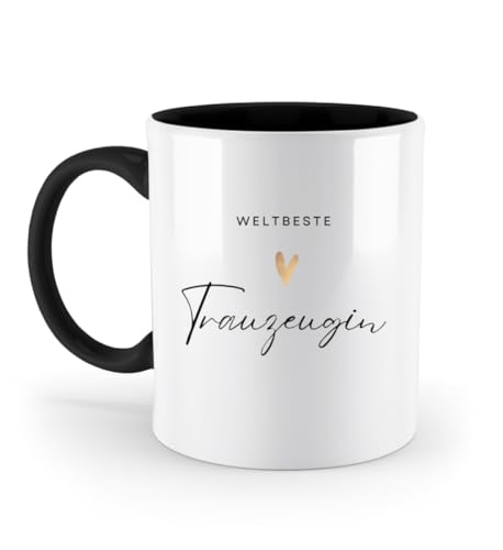 Tasse weltbeste Trauzeugin | Kaffeetasse Willst du meine Trauzeugin sein | Dankeschön Trauzeugin - Zweifarbige Tasse -330ml-Black von Things of Happiness