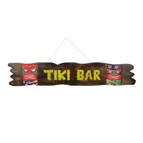 Things2Die4 99 cm Tiki Bar Schild mit Palmen, handgeschnitzt von Things2Die4