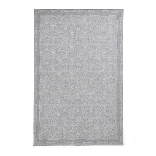 Think Rugs Catherine Lansfield Deco Peacock Waschbarer Teppich, silberfarben von Think Rugs