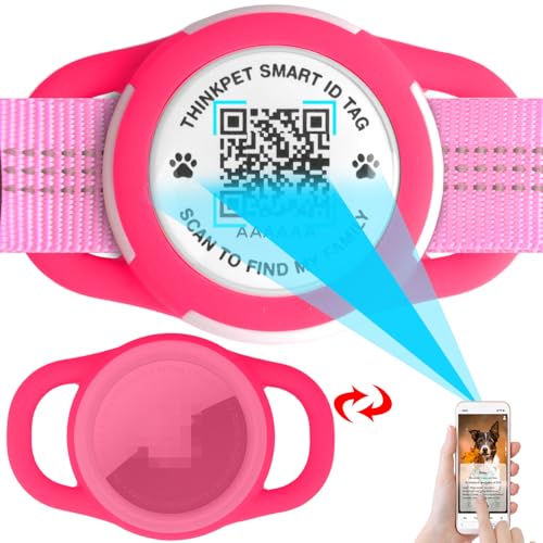 ThinkPet AirTag Dog Collar Holder with QR Code Smart Pet ID Tag, Dual-Loop Tracker Holder with Smart QR Code, Waterproof Dustproof Silent Airtag Holder Small Rose Red ThinkPet AirTag Dog Collar Holder with QR Code Smart Pet ID Tag, Dual-Loop Tracker Holder with Smart QR Code, Waterproof Dustproof Silent Airtag Holder Small Rose Red von ThinkPet