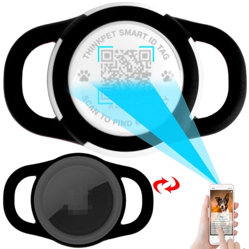 ThinkPet AirTag Hundehalsband mit QR Code Smart Pet ID Tag, Dual-Loop Tracker Halter mit Smart QR Code, Wasserdicht Staubdicht Silent Airtag Halter Small BlacK ThinkPet AirTag Hundehalsband mit QR Code Smart Pet ID Tag, Dual-Loop Tracker Halter mit Smart QR Code, Wasserdicht Staubdicht Silent Airtag Halter Small BlacK von ThinkPet