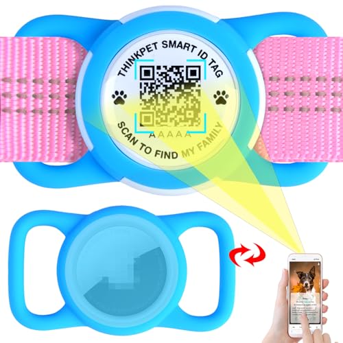ThinkPet AirTag Hundehalsband mit QR-Code Smart Pet ID Tag, Dual-Loop Tracker Halter mit Smart QR Code, wasserdicht staubdicht Silent Airtag Halter Mitte Blau ThinkPet AirTag Hundehalsband mit QR-Code Smart Pet ID Tag, Dual-Loop Tracker Halter mit Smart QR Code, wasserdicht staubdicht Silent Airtag Halter Mitte Blau von ThinkPet