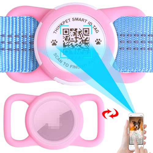 ThinkPet AirTag Hundehalsband mit QR-Code Smart Pet ID Tag, Dual-Loop Tracker Halter mit Smart QR Code, wasserdicht staubdicht Silent Airtag Halter Mitte Pink ThinkPet AirTag Hundehalsband mit QR-Code Smart Pet ID Tag, Dual-Loop Tracker Halter mit Smart QR Code, wasserdicht staubdicht Silent Airtag Halter Mitte Pink von ThinkPet