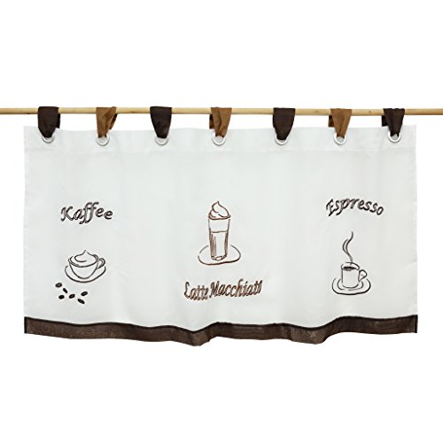 Thinkbay Bestickte kleine Kaffee Vorhang Terri Garn 6 Grosse Gardine H45cm x B120cm von Thinkbay