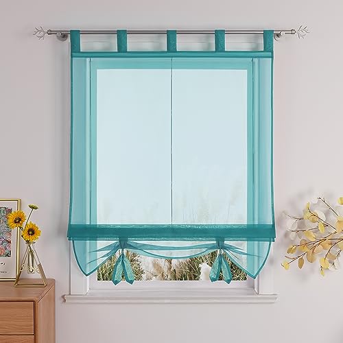 Thinkbay Raffrollo Schlaufen Gardinen Vorhänge 1er-Pack Vorhang H*B 155 * 100cm Aqua von Thinkbay