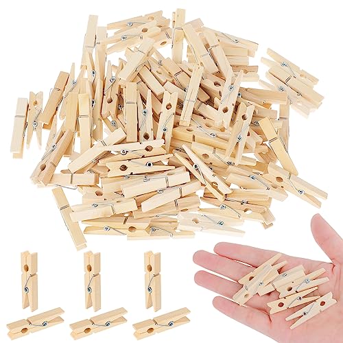 Thinp 100 Stück Wäscheklammern Holz,4.5cm Kleine Holzklammern,Nachhaltige Holzklammern aus Birkenholz,Deko Klammern,Holzwäscheklammern Auch zum Basteln Aufhängen Kleidung Foto Briefen Innen Außenbe von Thinp