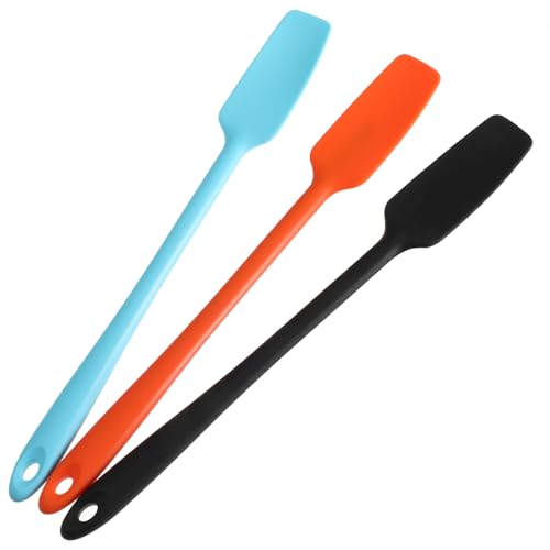 Thinp 3 Stück Silikon Glasspatel,Schmaler Silikon Spatel,Silikon Spatel Klein für Gläser,Hitzebeständiger Küchenschaber mit Lange Griff,Marmelade Spatel,Teigschaber für Kochen Backen Verteilen Rühren von Thinp