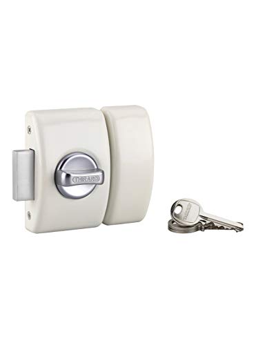Design Türschloss mit 5 Stiften - Taster + Zylinder 40 mm - Schutz vor Einreißen - Lieferung mit 3 vernickelten Stahlschlüsseln und 5 Schließkeilen - Weiß lackiert THIRARD von Thirard