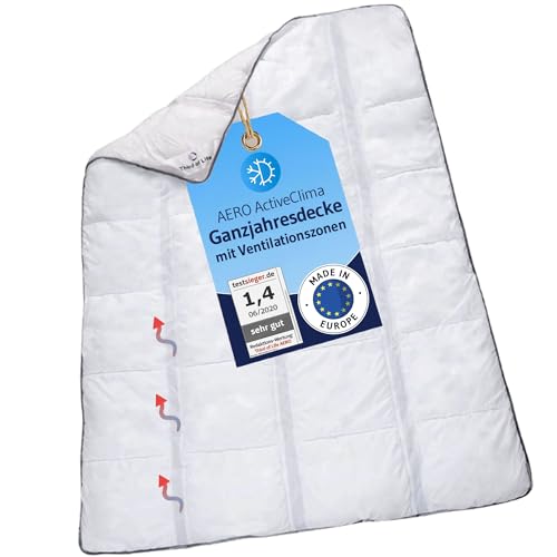 Bettdecke 135x220, Ganzjahresdecke mit OptiSleep®-Technologie, Flauschige Steppdecke AERO ActiveClima, Kuschelige Winterdecke / Sommerdecke mit Ventilations & Klimazonen, Ideale Hygiene für Allergiker von Third of Life