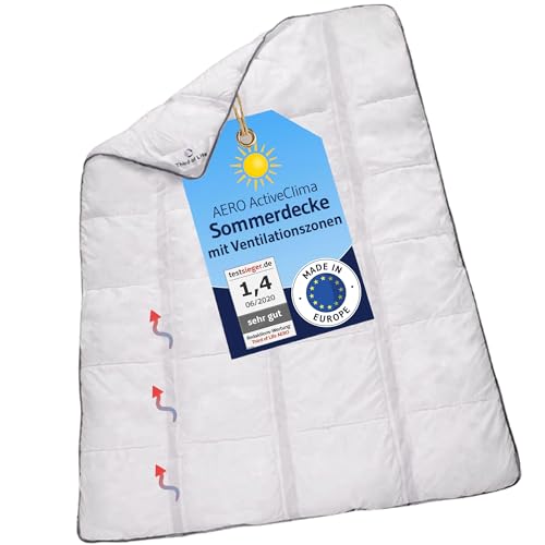 AERO ActiveClima 135x200 Sommerdecke mit innovativer OptiSleep®-Technologie | Luftige Steppdecke mit Ventilationsstreifen und hohe Atmungsaktivität | Perfekt als leichte Sommer-Decke 135 x 200 cm von Third of Life