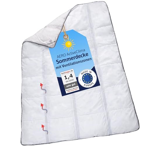 AERO ActiveClima 155x220 Sommerdecke mit innovativer OptiSleep®-Technologie | Luftige Steppdecke mit Ventilationsstreifen und hohe Atmungsaktivität | Perfekt als leichte Sommer-Decke, 155 x 220 cm von Third of Life