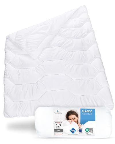 Bettdecke 155x200 BLANCO, Große Ganzjahresdecke für vier Jahreszeiten, Ideale Hygiene für Allergiker, Warme Schlafdecke mit idealem Feuchtigkeitsmanagement & hoher Atmungsaktivität, Duvet 155 x 200 cm von Third of Life