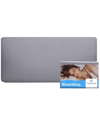 Kissenbezug 40 x 80 Grau, Premium Mako-Baumwolle Kopfkissen-Bezug - Double Jersey, Kissenhülle für 40x80 Kissen, Pillow case für Seitenschläferkissen & Nackenkissen, Polsterbezug Oeko-Tex zertifiziert von Third of Life