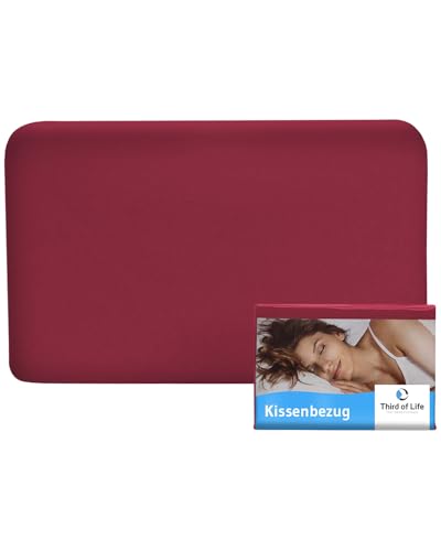 Kissenbezug 40x25 Himbeer-rot Einzelpack, Perfekt für VOLAR Reisekissen, Mako-Baumwolle (Double Jersey), Bügelfrei & trocknergeeignet, Kissenhülle mit Reißverschluss, Oeko-Tex Zertifiziert von Third of Life