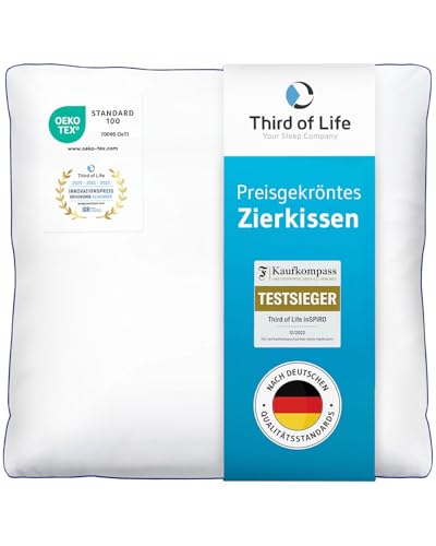 Kissen 40x40 inSPIRO, Kleines Sofa-Kissen vom Gewinner des Innovationspreis Ergonomie, Kissenfüllung 40 x 40, Extra weiches Kuschelkissen, Dekokissen für Sofa, Couch, Bett, 95° waschbar & made in EU von Third of Life