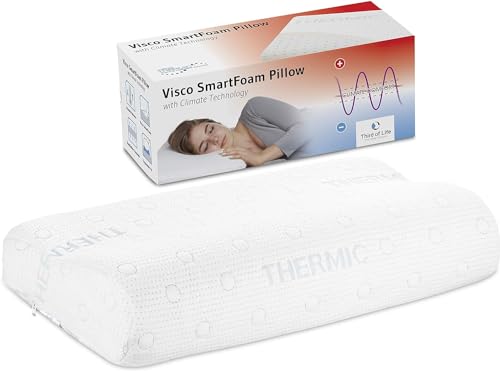 Kopfkissen 40x80 HADAR Wave, höhenverstellbar, ergonomisches HWS Nackenstützkissen aus Visco-Schaum mit Klima-Bezug, Nacken-Kissen für Seitenschläfer & Rückenschläfer, passt in 40 x 80 cm Bezug von Third of Life