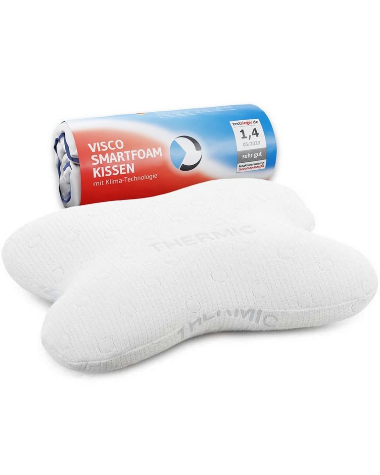 Kopfkissen ACAMAR Schmetterlingskissen, Third of Life, Füllung: Viscoschaum, Seitenschläfer, Seiten-Kippschläfer, Rückenschläfer, Ergonomisches Visco-Kopfkissen, Memory Foam Kissen mit Thermo-Bezug von Third of Life