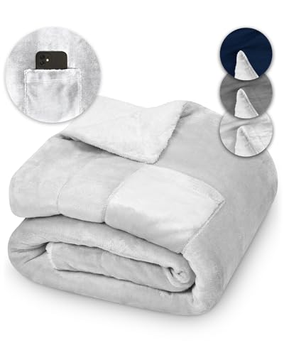 Kinder-Kuscheldecke 130x150 KAMI Sherpa grau, Extra flauschig & weich, Kleine Tagesdecke für den Winter, Kinder-Decke für Sofa, Kinderzimmer, Couchdecke klein 130 x 150 cm mit Tasche & Hygieneschutz von Third of Life