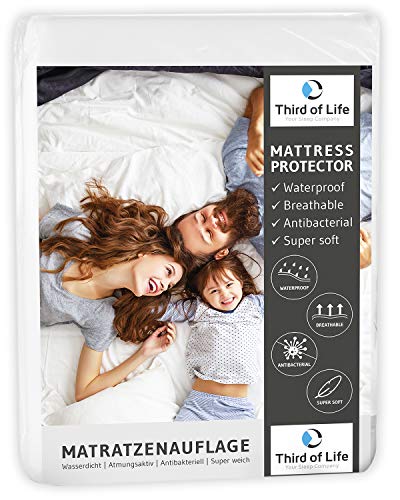Matratzenauflage Mila 80x200 Molton | 100% wasserdicht | Matratzenschoner mit Anti-Milben Ausrüstung | Atmungsaktiver und hygienischer Matratzen-Schutz | Auflage mit recycelter Baumwolle, 80 x 200 cm Matratzenauflage Mila 80x200 Molton | 100% wasserdicht | Matratzenschoner mit Anti-Milben Ausrüstung | Atmungsaktiver und hygienischer Matratzen-Schutz | Auflage mit recycelter Baumwolle, 80 x 200 cm von Third of Life