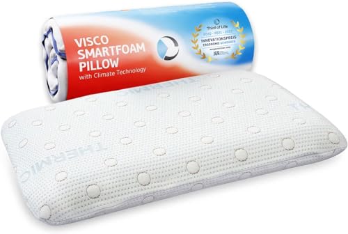 Bauchschläfer-Kissen 40x60 MIZAR Thermic, Extra flach - 7 cm Höhe, Orthopädisches Schlaf-Kissen, Memory-Foam gegen Nackenschmerzen & Verspannungen, Ergonomisch, schnelltrocknend & thermoregulierend von Third of Life