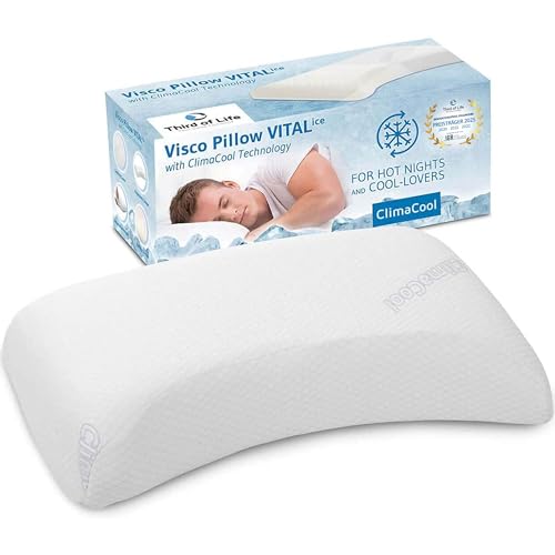 Kühlendes Kopfkissen VITALice | Höhenverstellbares Memory-Schaum Nackenstützkissen mit ClimaCool-Bezug | Kühles orthopädisches Seitenschläfer-Kissen, atmungsaktiv, ergonomisch, 56x36x9,5/11,5 cm von Third of Life
