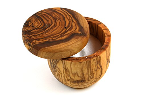 Tramanto Olive Wood Salt Box and Pot, Holds Salt for Easy Pinch, Classic Wood Design by Thirteen Chefs von Thirteen Chefs