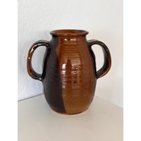 Vintage Keramik Behandelt Schiff Oder Vase Wirbelte Schwarz Und Terrakotta Farbe Bio-Keramik-Vase Wohnkultur Bio-Vase Modernist Home von Thirty3cubed