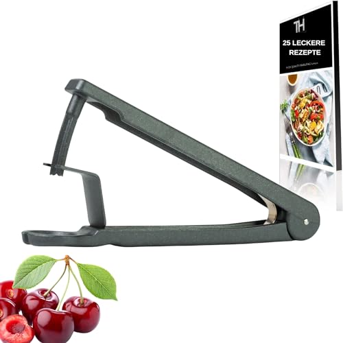 Thiru Premium Kirschenentkerner - Robuste Edelstahlklingen - Made in Germany - inkl. E-Book mit 25 Rezepten - zerdrückt die Frucht nicht von Thiru