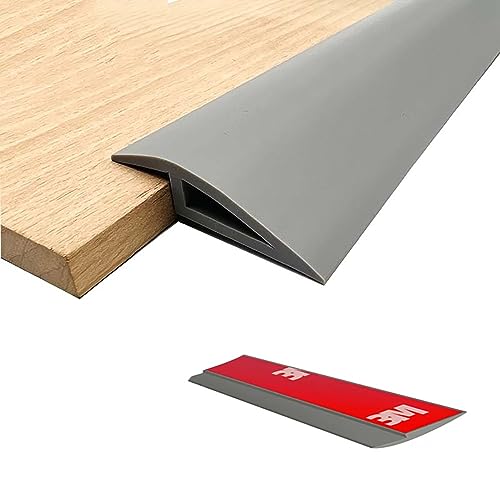 ThisgA Self Adhesive Carpet Floor Transition Strip Pvc Edging Trim for Doorway Flooring Mats Tiles, Flat Divider Strip Threshold-Ramp Reducer for Doorways with a Height Less Than 5 Mm/Grey/H 5Mm von ThisgA